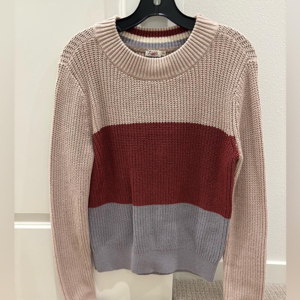 Brand new without tags Faherty block strip knit sweater, size S